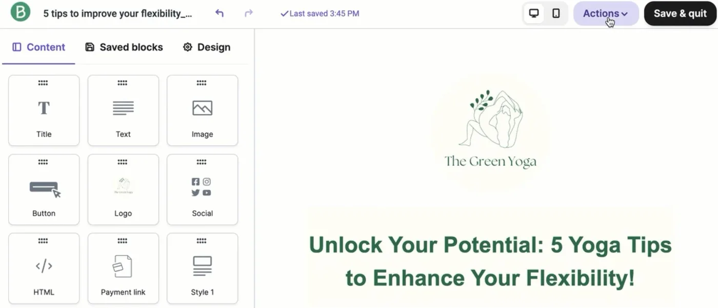 Éditeur email drag-and-drop Brevo