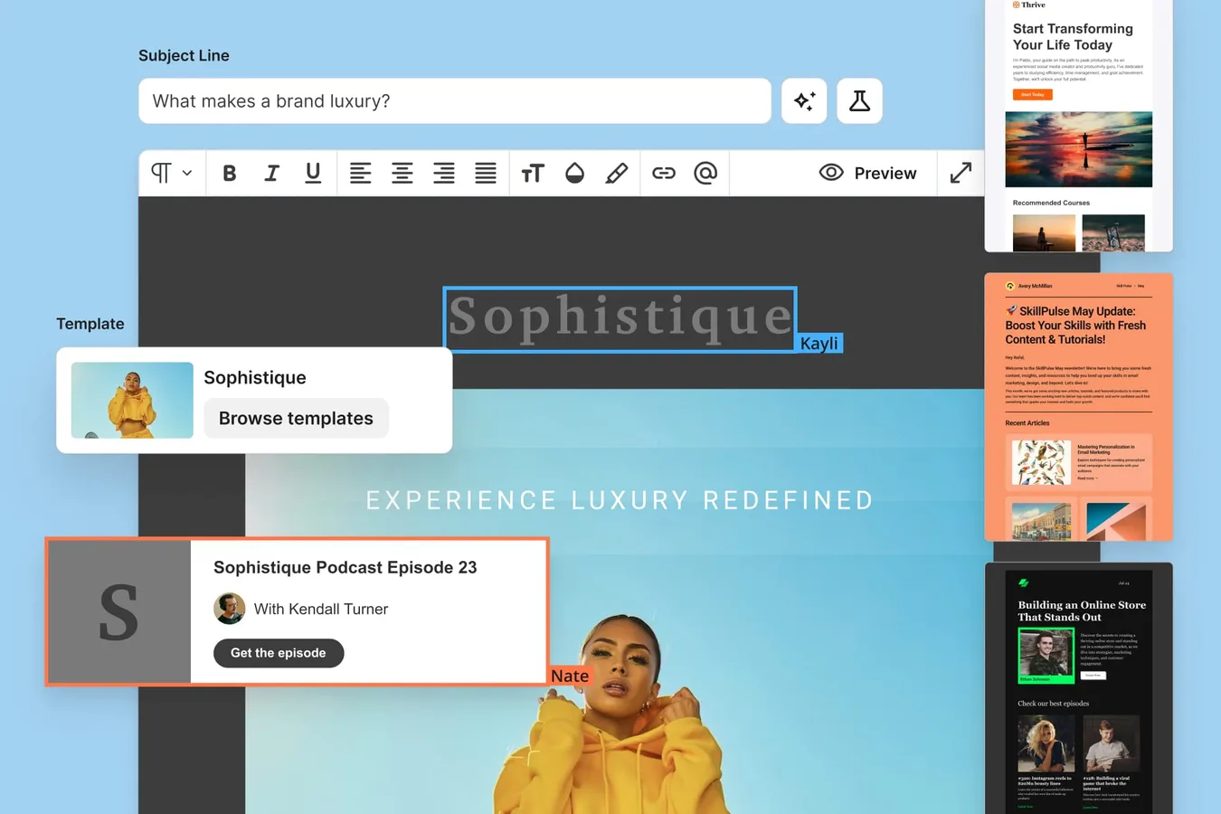 Templates email Kit : bibliothèque de modèles pour newsletters
