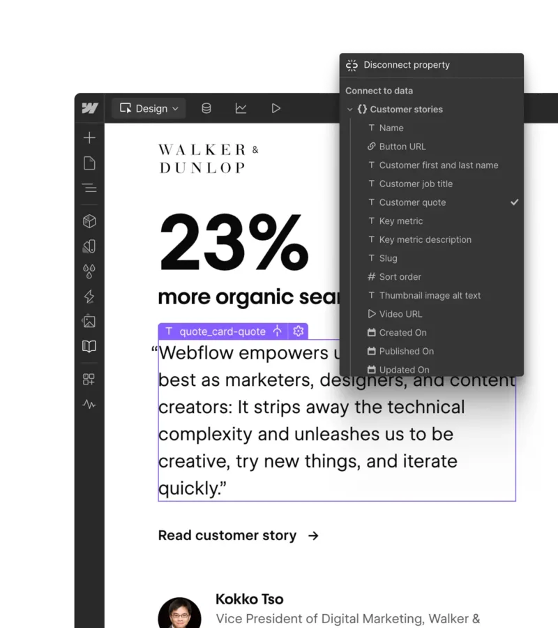 Webflow : panneau d'interactions et animations